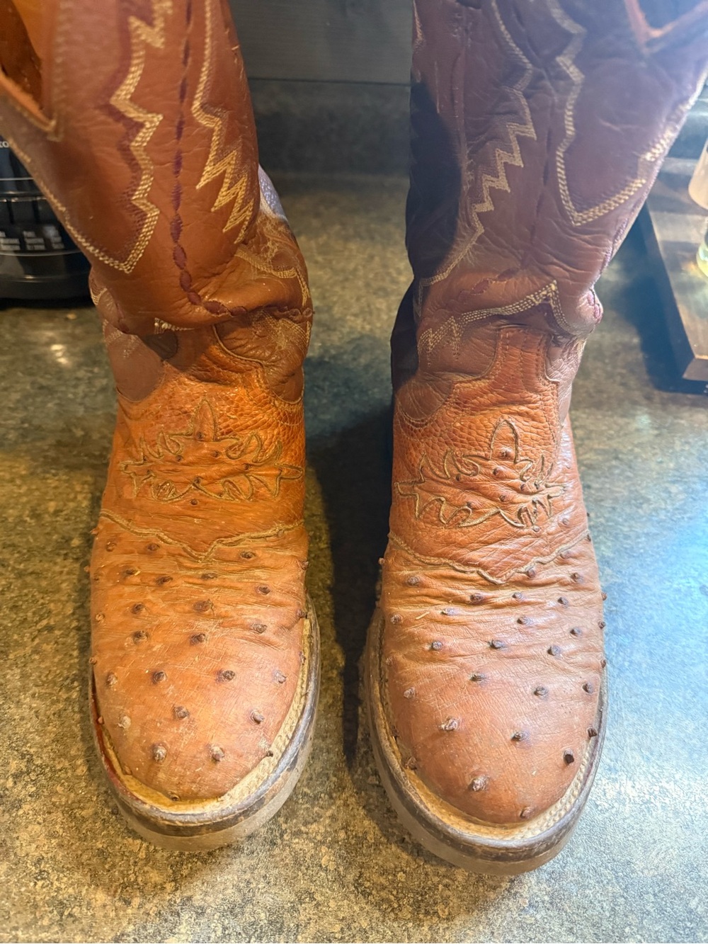 Lucchese Brown Ostrich leather Cowboy Boots